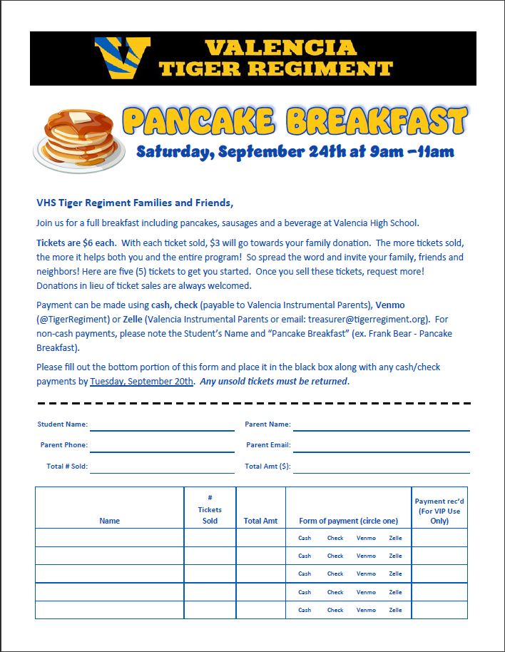 Annual Pancake Breakfast Valencia Tiger Regiment